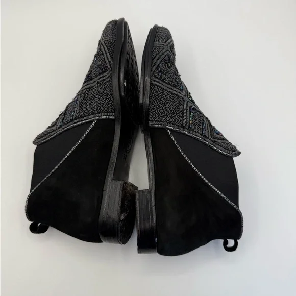 Meher Kakalia Embellished Beaded Black Suede Ankle Boots Size 37 - Picture 13 of 16